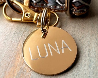 Personalized Gold Pet Tag: Custom Engraved Stainless Steel Dog ID