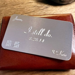 Insertion pour portefeuille - 10e anniversaire de mariage - Avec message personnalisé