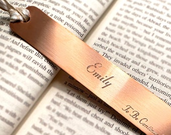 Copper Personalized BOOKMARK Book Lover Gift 7 year Anniversary Custom Quote Book Mark minimalist anniversary gift for couples