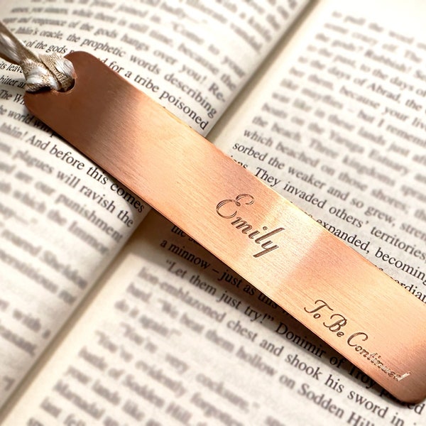 Copper Personalized BOOKMARK Book Lover Gift 7 year Anniversary Custom Quote Book Mark minimalist anniversary gift for couples