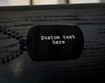 Custom Engraved Black Stainless Steel Dog Tag Necklace