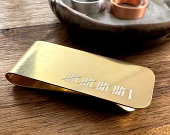 Brass Anniversary Money Clip - 21 Year Tally Marks - Timeless Keepsake for Him
