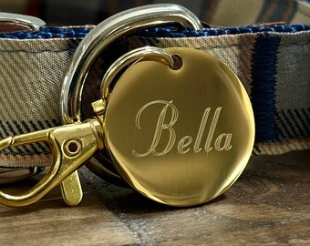 Personalized Gold Dog Tag Custom Engraved ID for Dogs Microchip - Stuyed