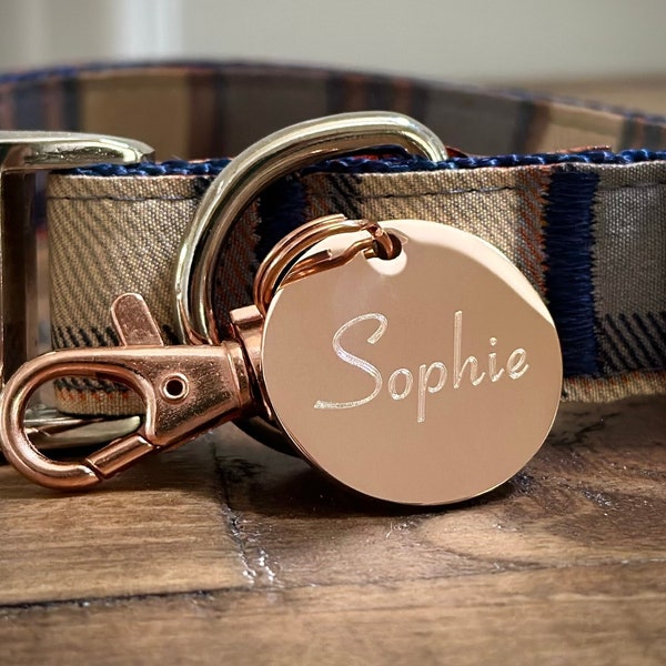 Rose Gold Pet Id Custom engraved dog tag large minimalist pet tag Stainless Steel microchip dog tag