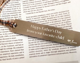Personalized Father's Day Bookmark: Engraved Aluminum Book Lover Gift