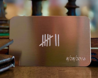 Custom Copper Wallet Insert - 7 Year Anniversary Tally Marks Gift with Personalized Message