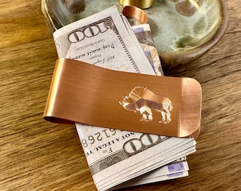 Engraved Copper Money Clip - Custom Monogram Back - Personalized Rustic Men's Gift - Unique Handcrafted Keepsake