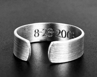 Adjustable Men's Hidden Aluminum Ring - Personalized & Custom Engraved