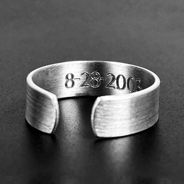 Adjustable Men's Hidden Aluminum Ring - Personalized & Custom Engraved