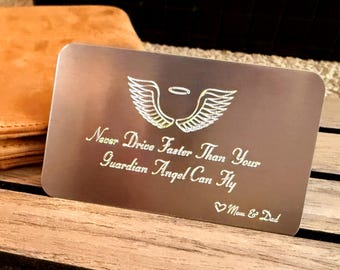 Guardian Angel Aluminum Wallet Card: Inspirational Safe Driving Gift