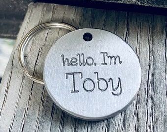 Large - Silver Round Pet ID - Extremely Durable - Personalized Pet Tag - Deep Engraved