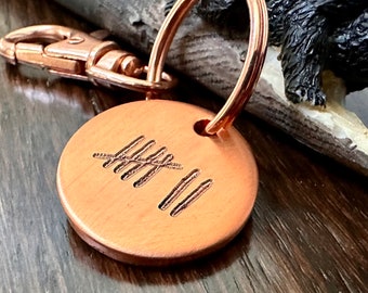 Custom Engraved Copper Keychain, 7th Anniversary Gift for Couple