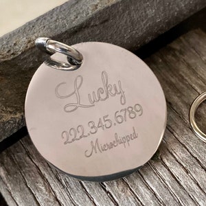 Silver Round Pet ID - Stainless Steel - Custom Engraved Dog Tag