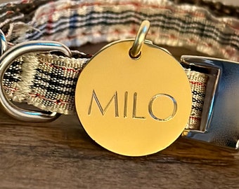 Gold Pet ID Tag: Custom Engraved Stainless Steel Dog Tag