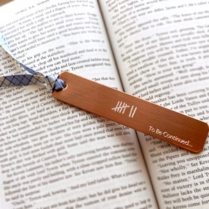 Copper Personalized BOOKMARK Book Lover Gift Custom Quote Book Mark With Tally Marks 7th anniversary copper anniversary gift for couple image 6