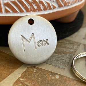 Deep Engraved - Silver Round Pet ID - Extremely Durable - Personalized Pet Tag - Size medium 25mm