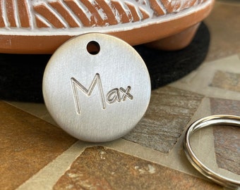 Deep Engraved - Silver Round Pet ID - Extremely Durable - Personalized Pet Tag - Size medium 25mm