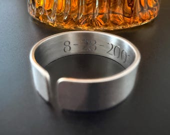 Custom Stainless Steel Ring - Adjustable Band with Hidden Date