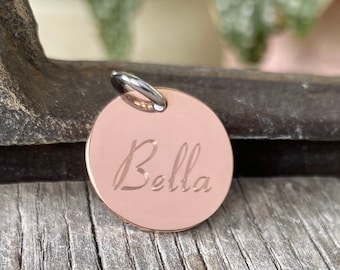 Rose Gold Pet ID Tag: Custom Engraved Stainless Steel Dog Tag