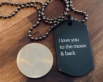 Black Stainless Steel Personalized Dog Tag Necklace - Custom Dog Tags