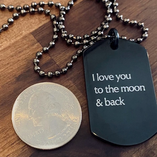 Black Stainless Steel Personalized Dog Tag Necklace - Custom Dog Tags