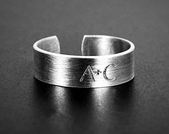 Men's Personalized Adjustable Aluminum Ring - Custom Engraved Band