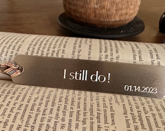 Personalized Aluminum Bookmark, Custom Quote Anniversary Gift