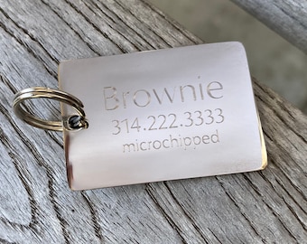 Silver Rectangle Pet ID - Stainless Steel - large  - Custom Dog Tag - Hypoallergenic Jewelry