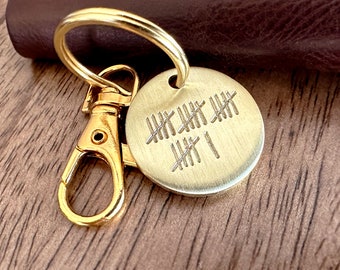 Custom Engraved Brass 21st Anniversary Keychain: Minimalist Gift