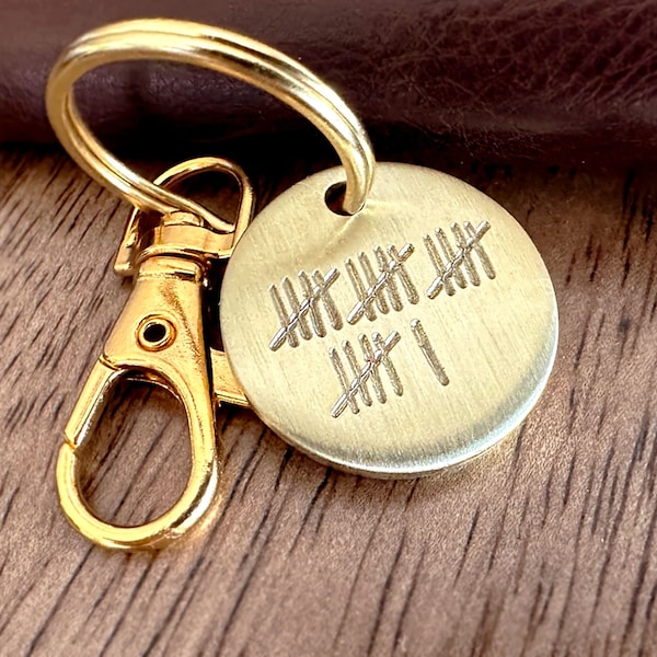 Custom Brass Anniversary Keychain 21st Anniversary Gift  Minimalist Anniversary Gift For Couple