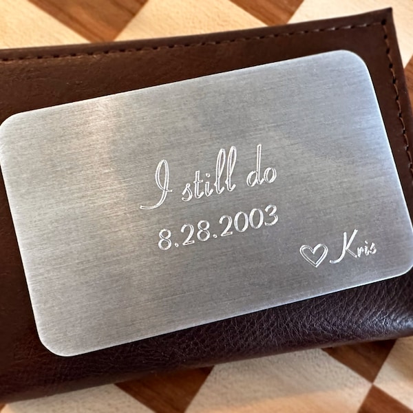 Aluminum Wallet Insert - 10th wedding anniversary - Birthday gift Gift for Men - With Personalized Message