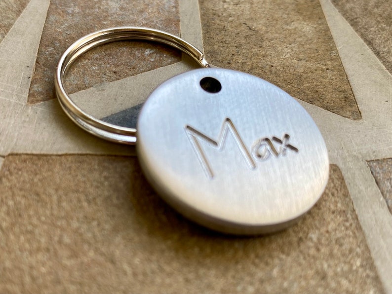 Deep Engraved Silver Round Pet ID Extremely Durable Personalized Pet Tag Size medium 25mm image 5