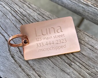 Rose Gold Rectangle Pet ID - Stainless Steel - large  - Custom Dog Tag - Hypoallergenic Jewelry