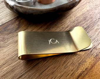Monogrammed Brass Money Clip: Handcrafted Vintage Gift
