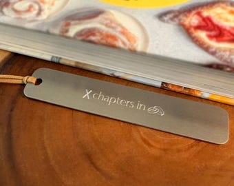 Personalized Aluminum 10th Anniversary Bookmark – "Chapters In" Design