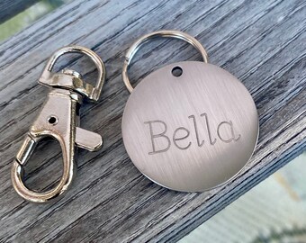 Deep Engraved Silver Round Pet ID - Stainless Steel - Custom Engraved Dog Tag