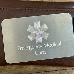 Medical ID Card Personalized Emergency Wallet Insert Allergy Contact Card