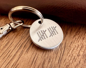 10th Anniversary Custom Aluminum Keychain - Minimalist Handmade Gift for Him