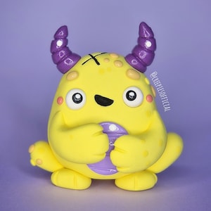 Minion - Creepies - clay sculpture - handmade - monster - cute - ooak - quirky, Desk Buddy