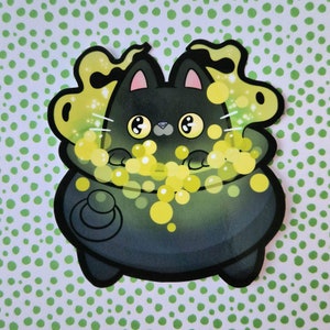 Moggy Vinyl Sticker - Creepies - Halloween - cute - creepy cute - cat - cauldron - witch