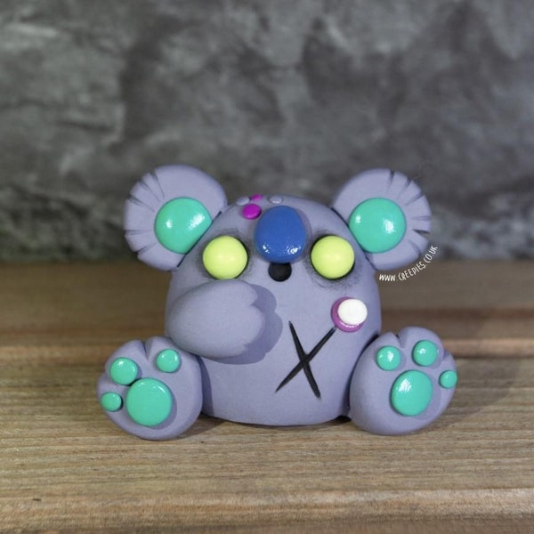 ZOMBEAR KOALA, Clay, Handmade, Zombie, Bear, Halloween, Desk Buddy