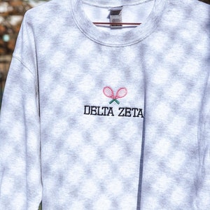 Tennis Academy Embroidered Sorority Chapter Greek Letter Sweatshirt / Gildan Crew Neck Sweatshirt / Big Little Family Letter Sweatshirts
