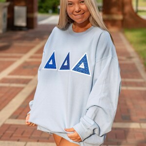 Royal Blue Glitter Sorority Chapter Greek Letter Stitched Sweatshirt / Gildan Crew Neck Sweatshirt / Big Little Family Letter Sweatshirts
