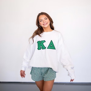Kappa Delta Sorority Basic Greek Letter Double Stitched Sweatshirt / Gildan Crew Neck Embroidered Sweatshirt / Big Little Customizable Gift