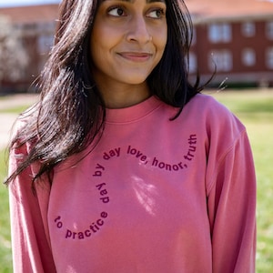 Swirly Phi Mu Creed Sorority Greek Sweatshirt / Independent Trading Co Crew Neck Sweatshirt / Big Little Family Letter Sweatshirts