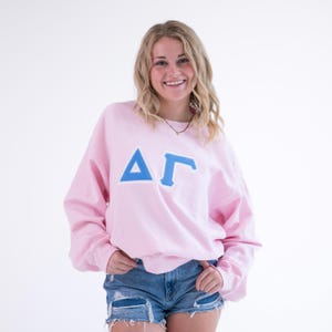 Delta Gamma Sorority Basic Greek Letter Double Stitched Sweatshirt / Gildan Crew Neck Sweatshirt / Big Little Family Customizable Gift