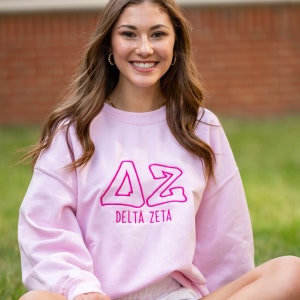 Funky Sorority Chapter Greek Letter Sweatshirt / Gildan Crew Neck Sweatshirt / Big Little Basket Family Letter Sweatshirts