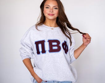 Pi Beta Phi Sorority Basic Greek Letter Double Stitched Sweatshirt / Gildan Crew Neck Sweatshirt / Big Little Family Customizable Gift