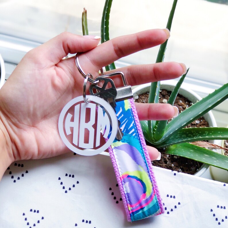 Personalized Acrylic Monogram Keychain w/ Vinyl Sticker Decal | Etsy