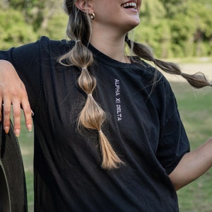 Lateral Sorority Chapter Greek Letter Embroidered Crew Neck T Shirt / Comfort Colors Unisex Crew Neck T-Shirt / Greek Sorority Shirt Gift